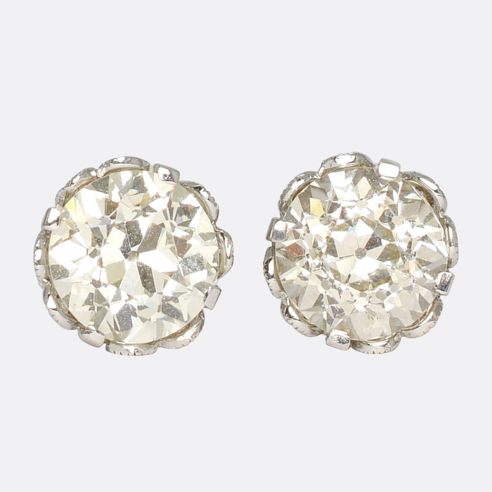 4.97ct Old Cut Diamond Stud Earrings