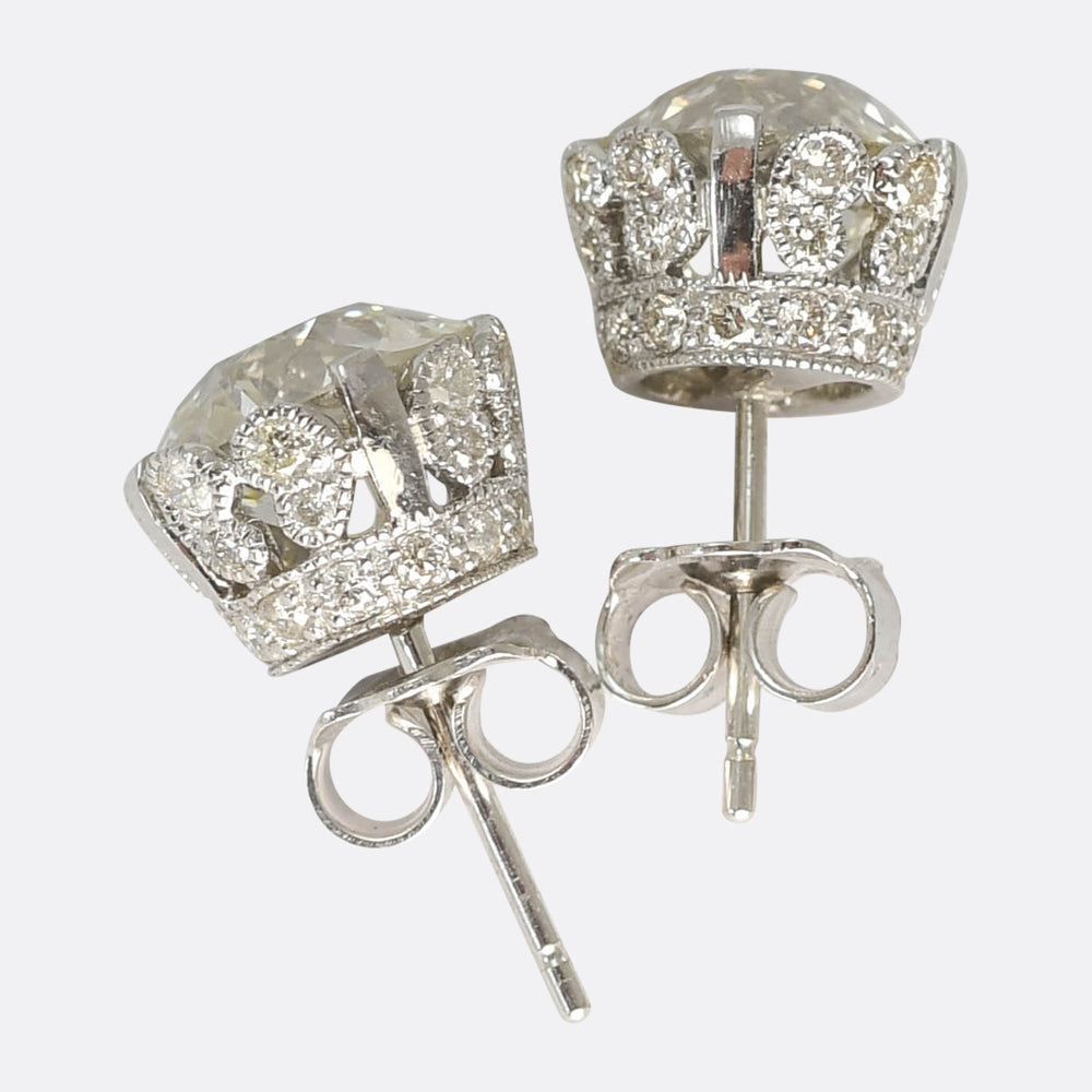 4.97ct Old Cut Diamond Stud Earrings