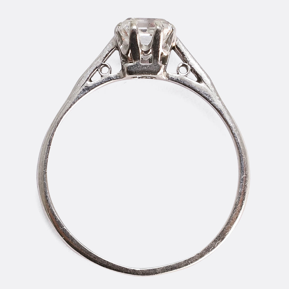 Antique 0.46ct Asscher Cut Diamond Solitaire Engagement Ring