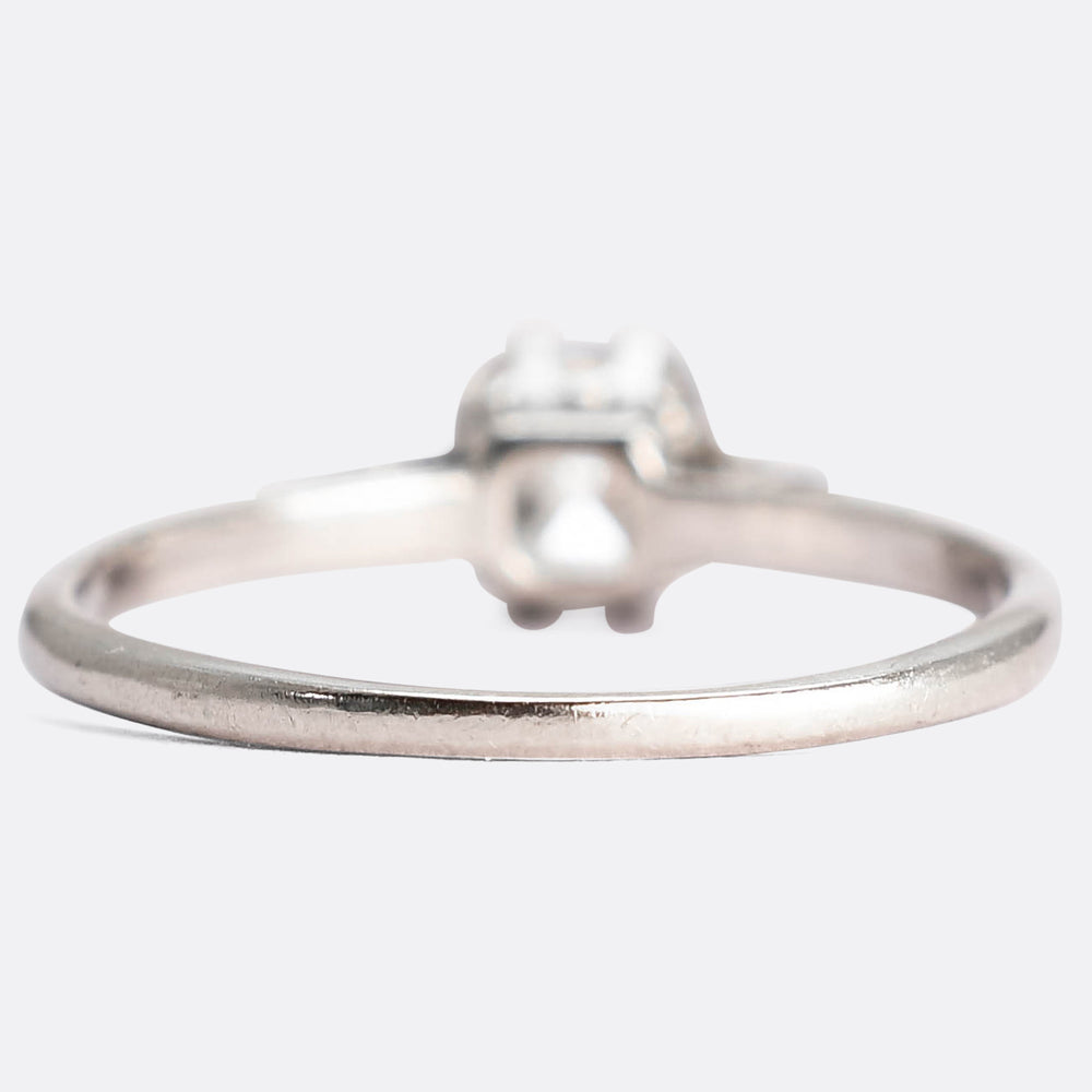 Antique 0.46ct Asscher Cut Diamond Solitaire Engagement Ring