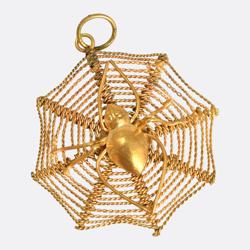 Antique 15k Gold Spider Web Pendant