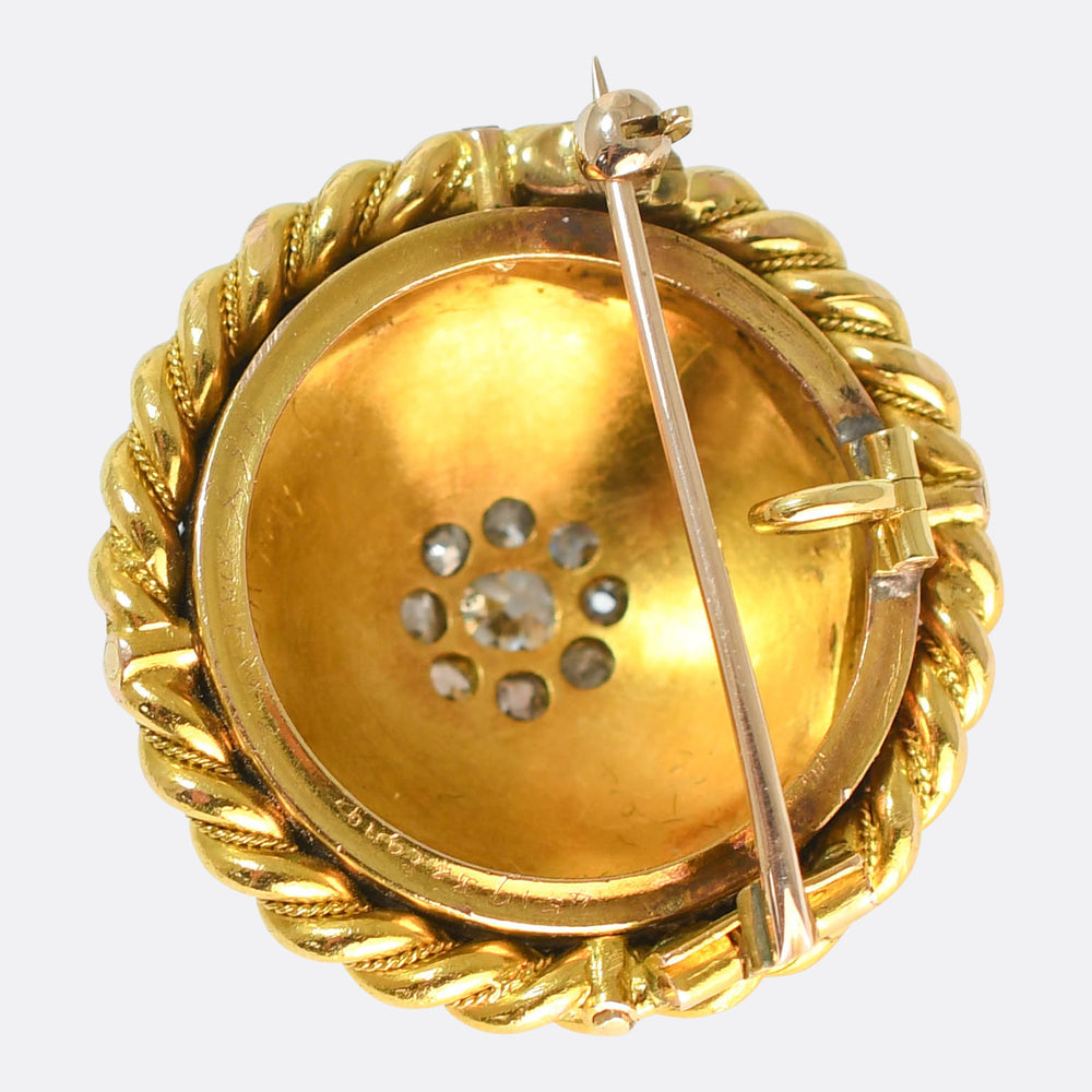 Antique Boxed Diamond & Enamel Cluster Demi-Parure