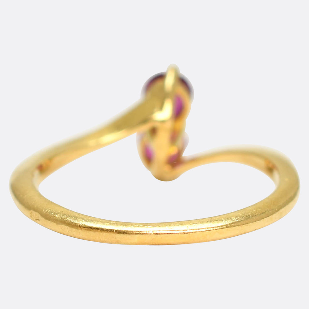 Antique Burma Ruby Toi et Moi Ring