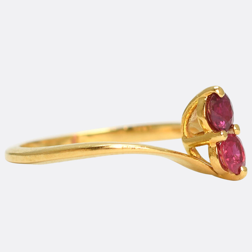 Antique Burma Ruby Toi et Moi Ring