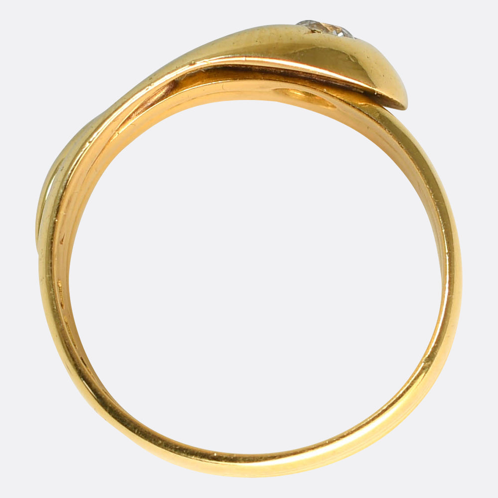 Antique Diamond 18k Gold Snake Ring