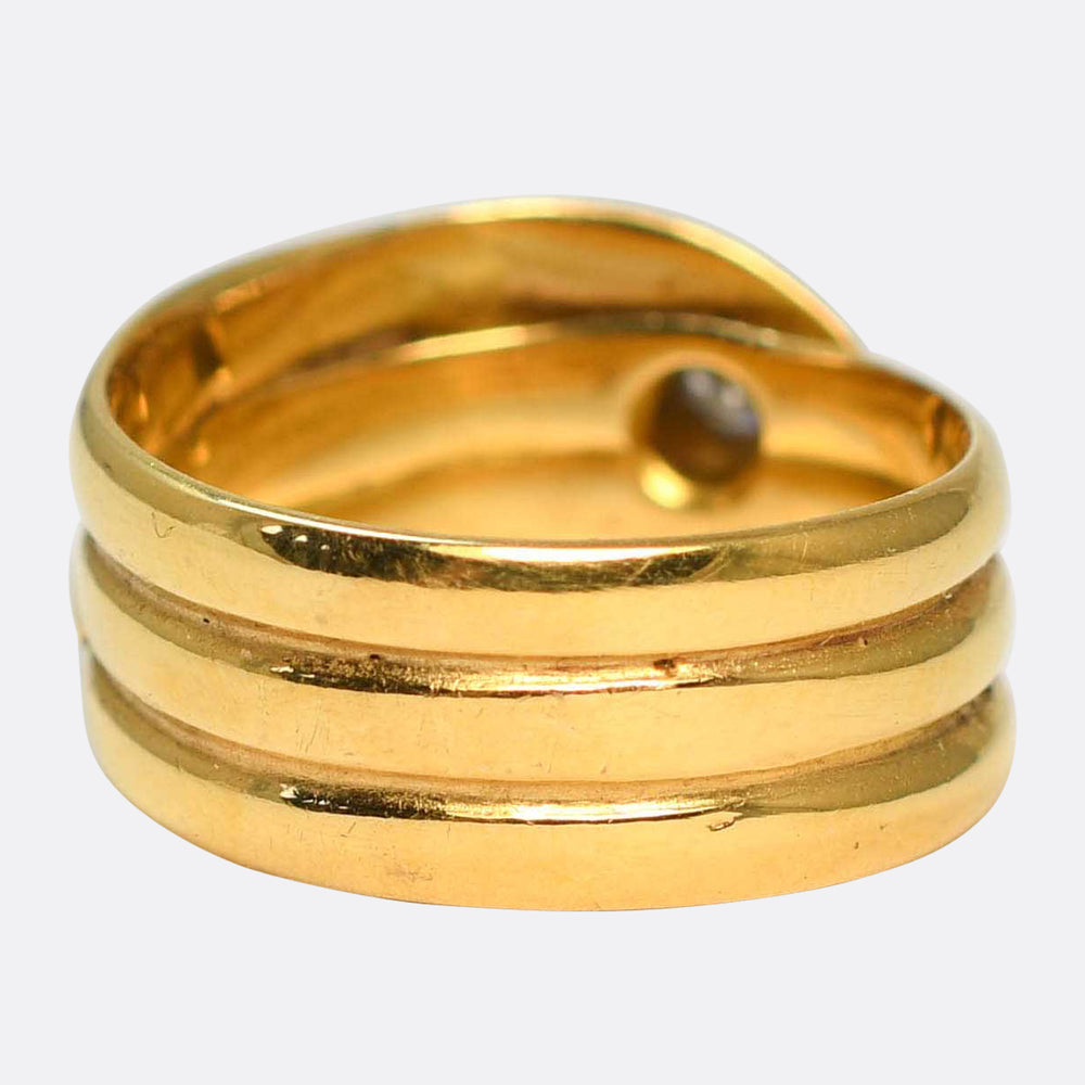 Antique Diamond 18k Gold Snake Ring