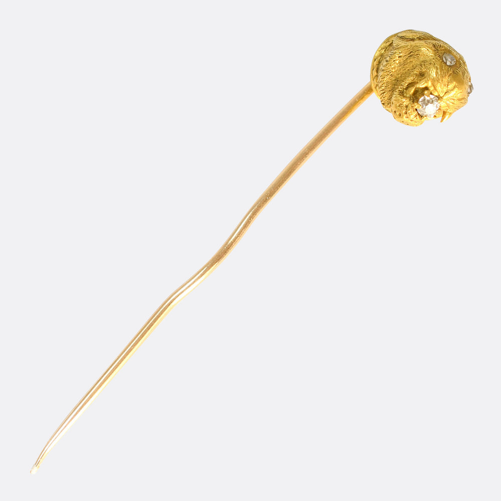 Antique Diamond Lion Stickpin by Tiffany & Co