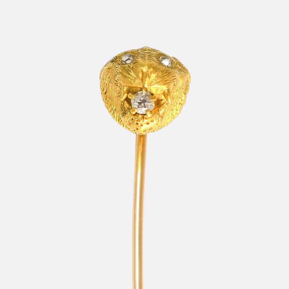Antique Diamond Lion Stickpin by Tiffany & Co