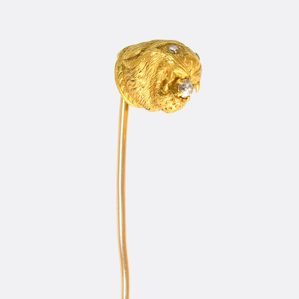 Antique Diamond Lion Stickpin by Tiffany & Co