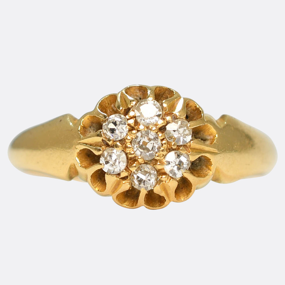Antique Diamond Scalloped Cluster Ring