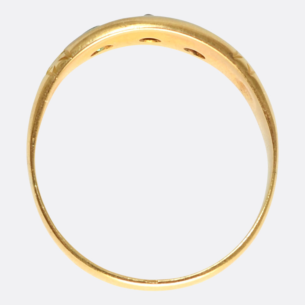 Antique Emerald & Diamond Star-Set Gypsy Ring