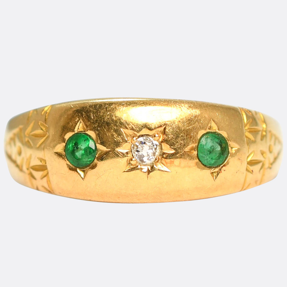 Antique Emerald & Diamond Star-Set Gypsy Ring