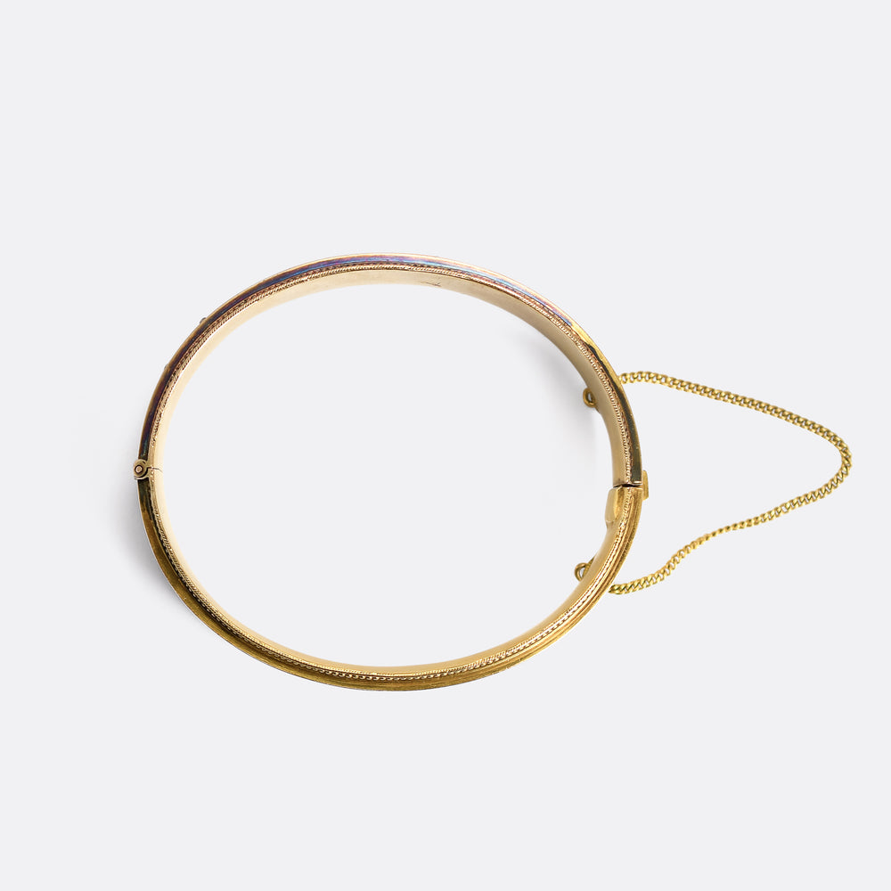 Antique Etruscan Gold Starry Night Diamond Bangle