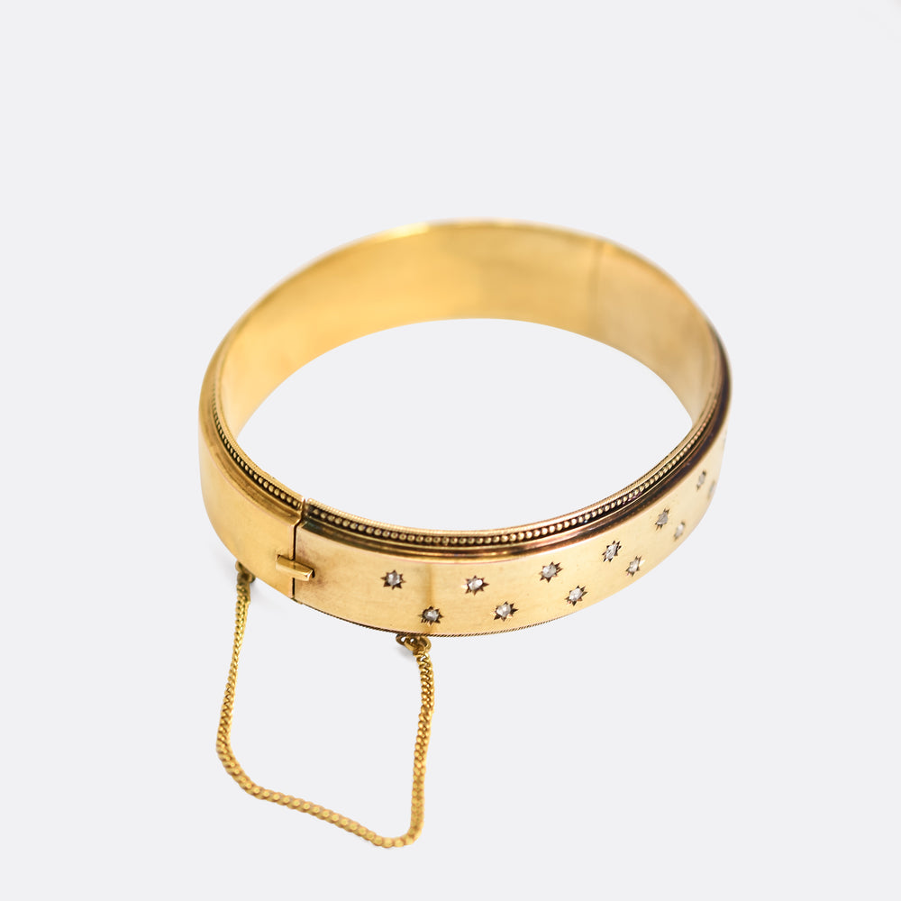 Antique Etruscan Gold Starry Night Diamond Bangle