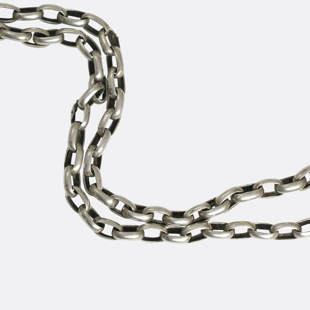 Antique European Silver Long Guard Chain