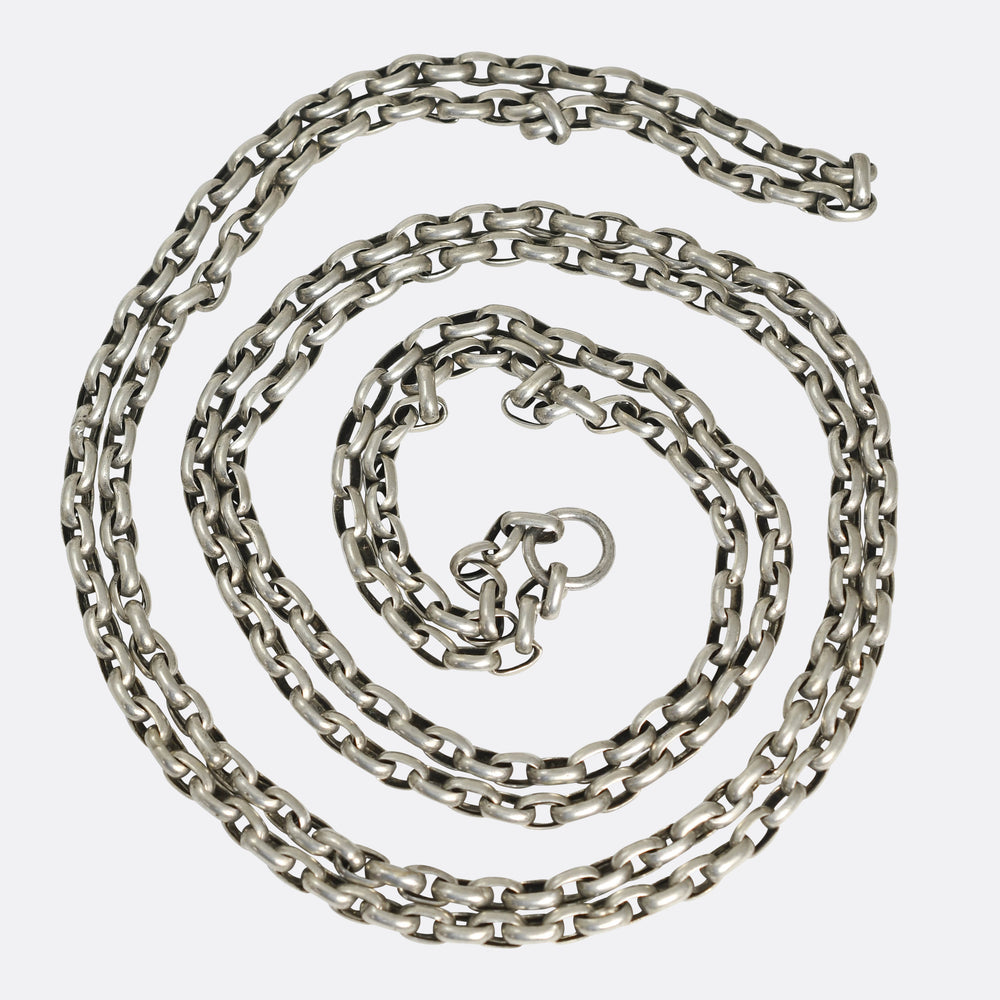 Antique European Silver Long Guard Chain