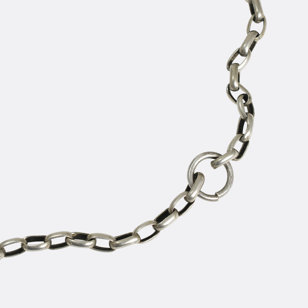 Antique European Silver Long Guard Chain