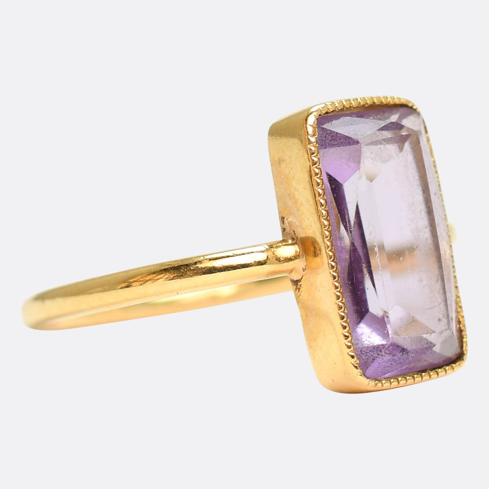 Antique French 1.8ct Amethyst Solitaire Ring