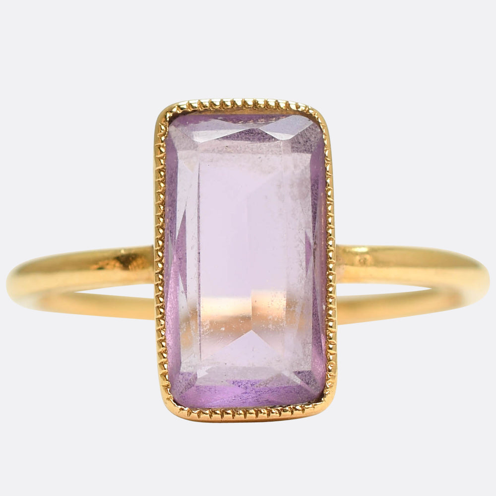 Antique French 1.8ct Amethyst Solitaire Ring