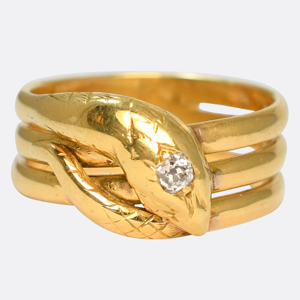 Antique French Diamond Coiled Snake Ring