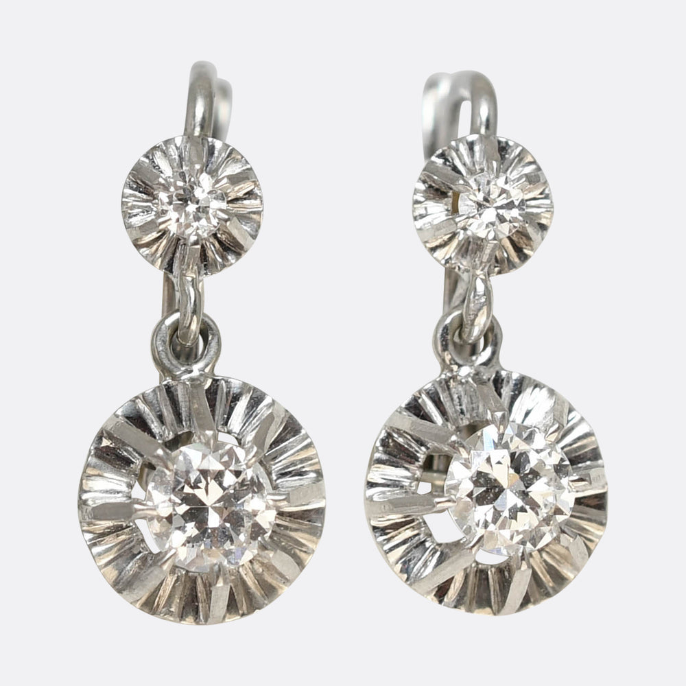 Antique French Diamond Drop Earrings