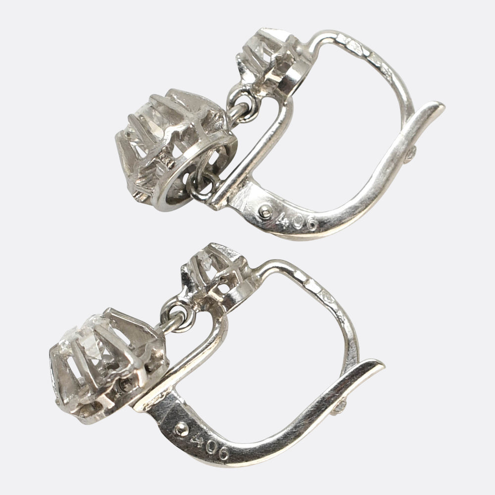 Antique French Diamond Drop Earrings