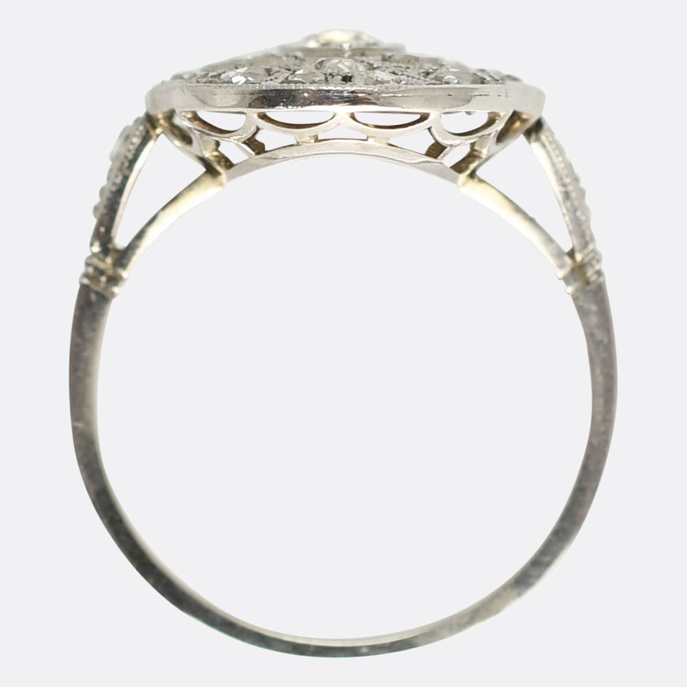 Antique French Diamond Panel Cluster Ring