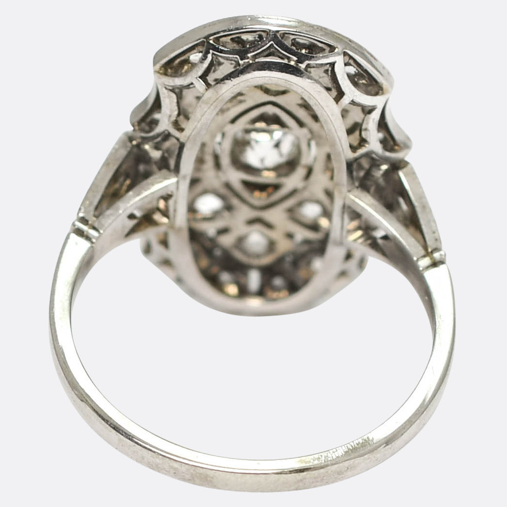 Antique French Diamond Panel Cluster Ring