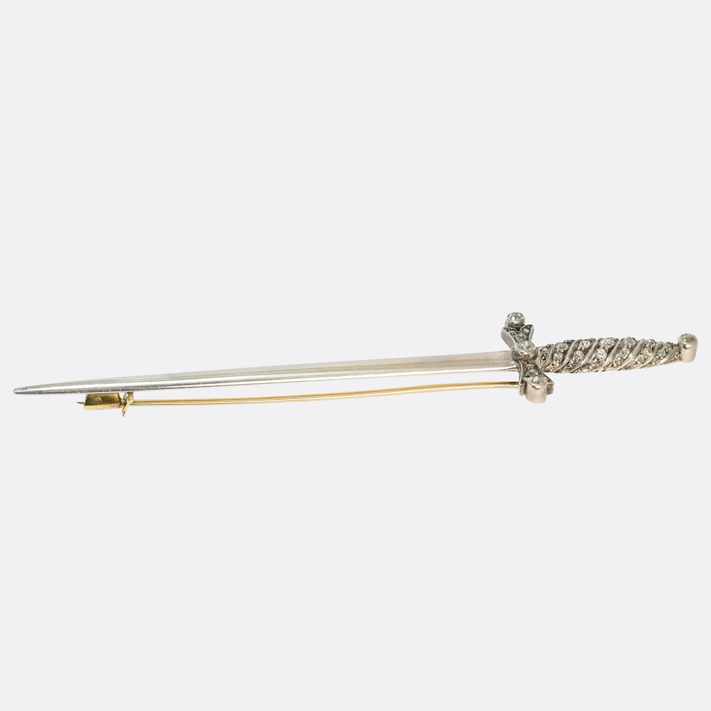 Antique French Diamond Sword Brooch