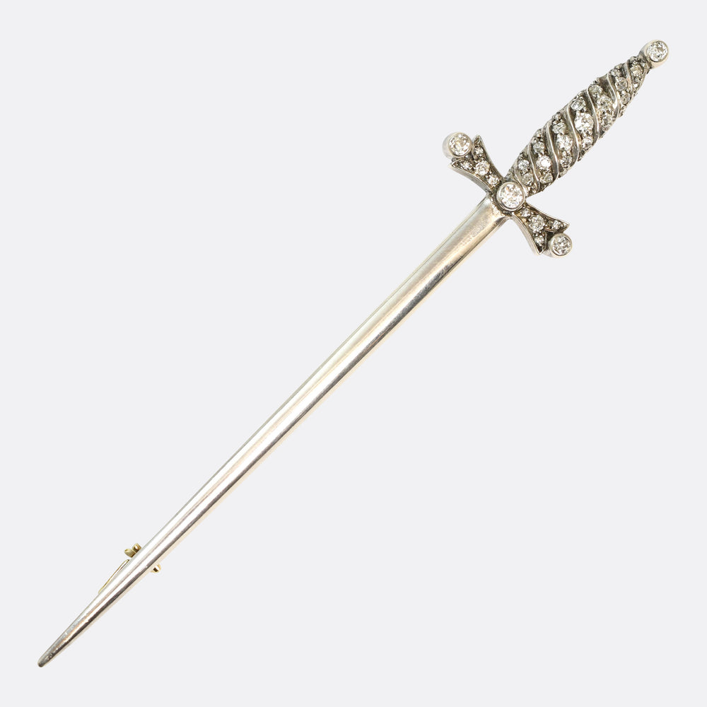Antique French Diamond Sword Brooch