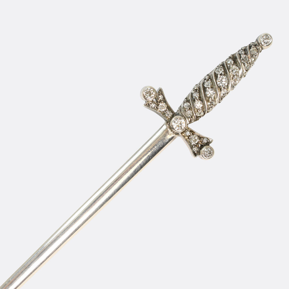 Antique French Diamond Sword Brooch