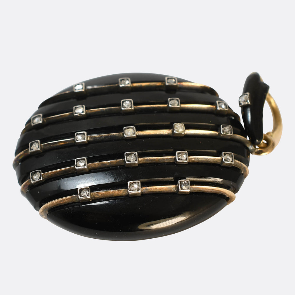 Antique French Onyx & Diamond Locket