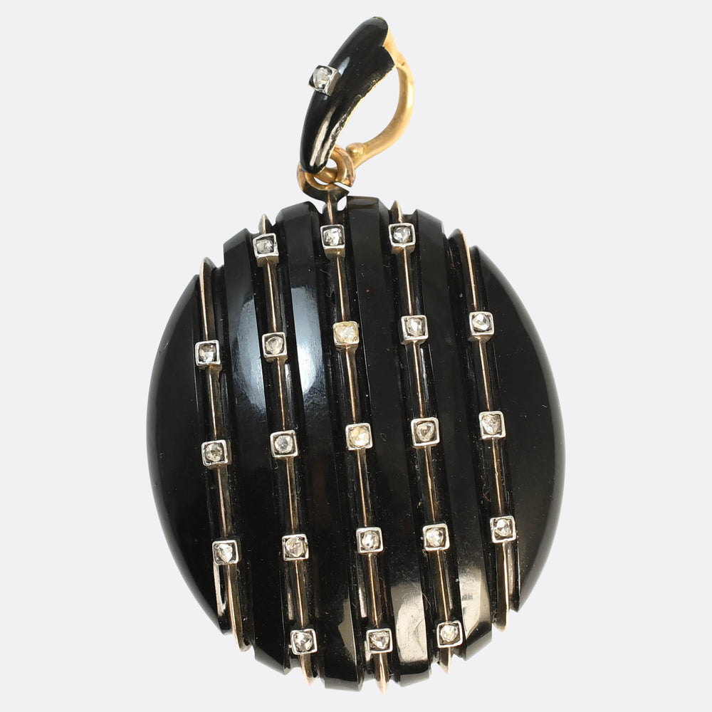 Antique French Onyx & Diamond Locket