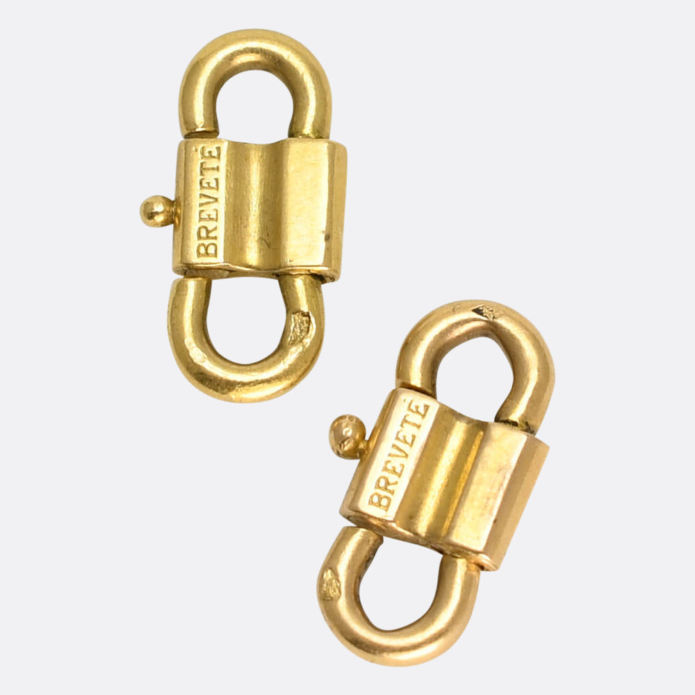 Antique French Rare Pair of 18k Double Ended Clips