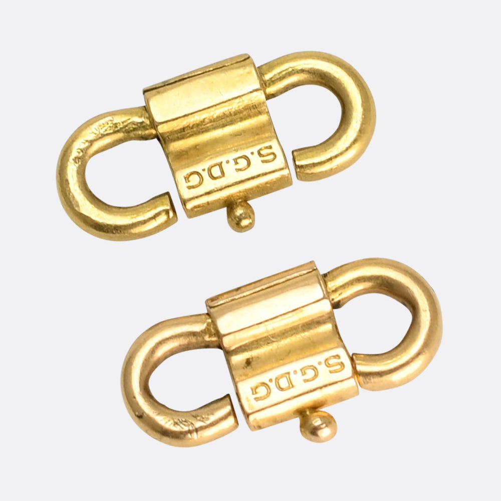 Antique French Rare Pair of 18k Double Ended Clips