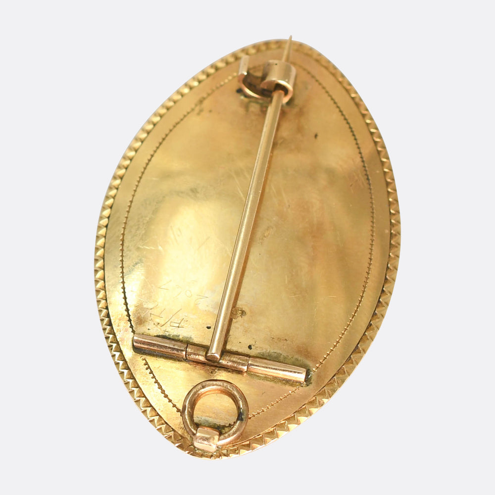 Antique Gold Enamel Lover's Eye Brooch