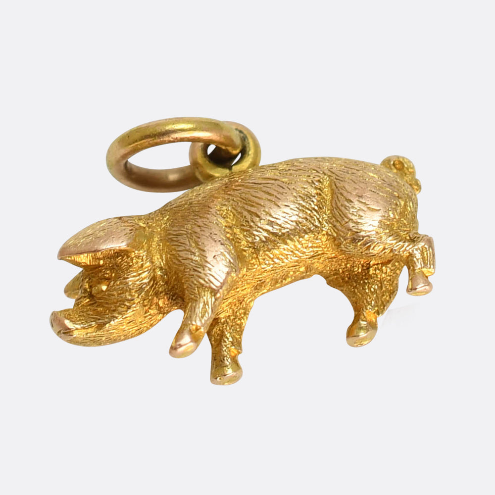 Antique Gold Lucky Pig Charm