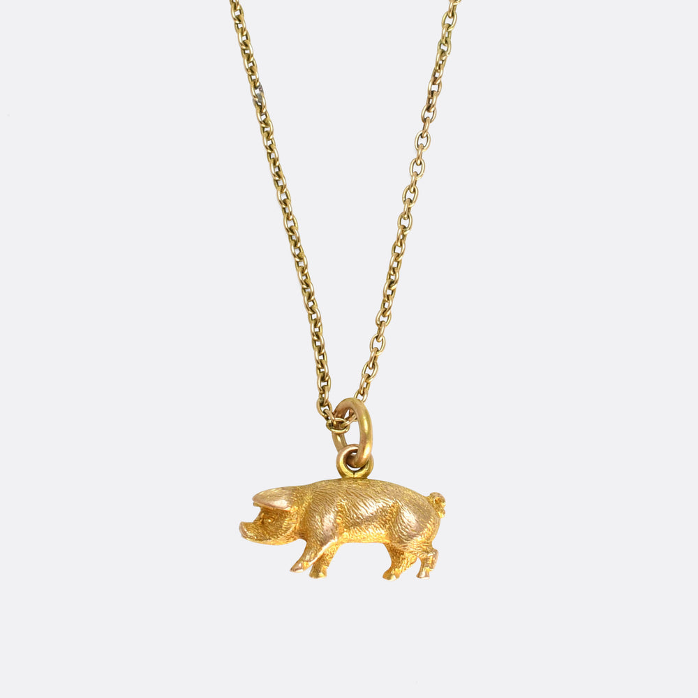 Antique Gold Lucky Pig Charm