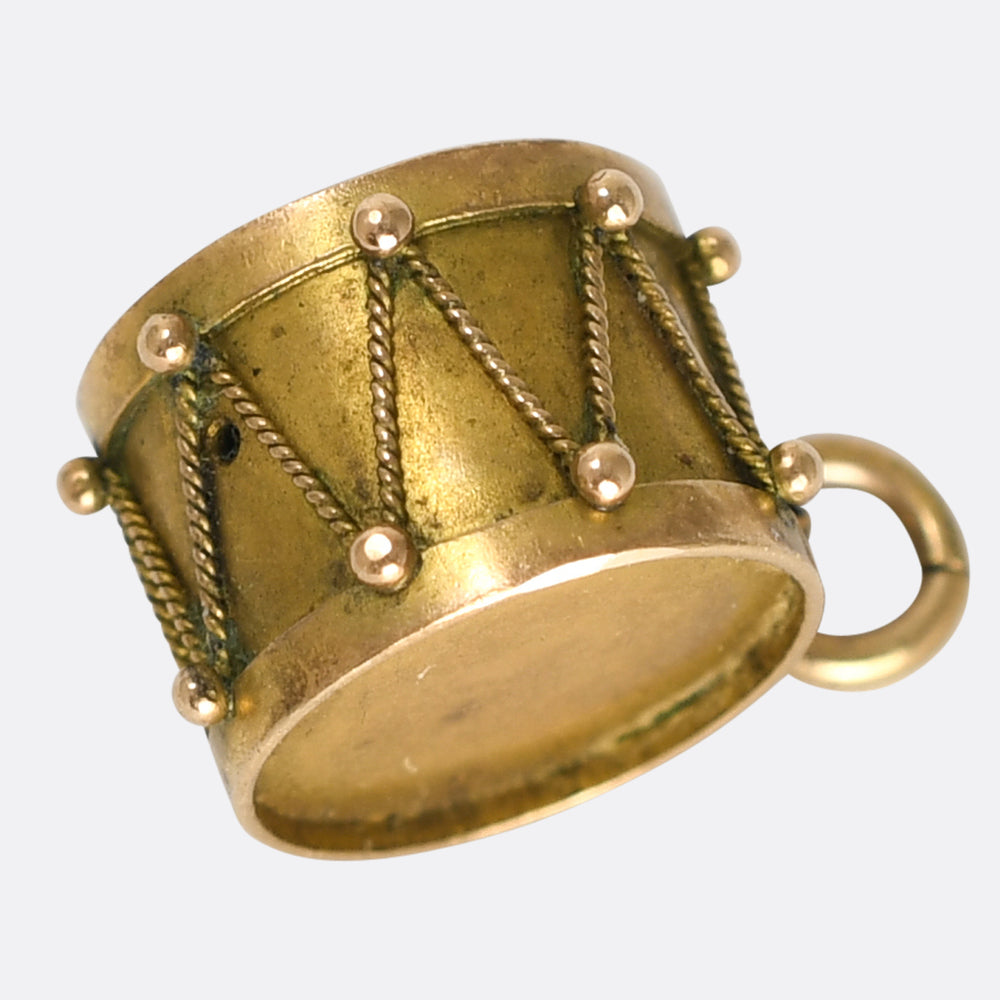 Antique Gold Military Drum Charm