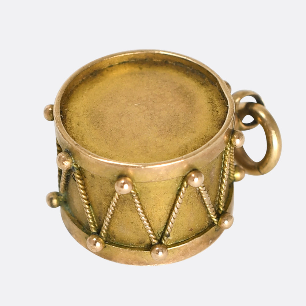 Antique Gold Military Drum Charm