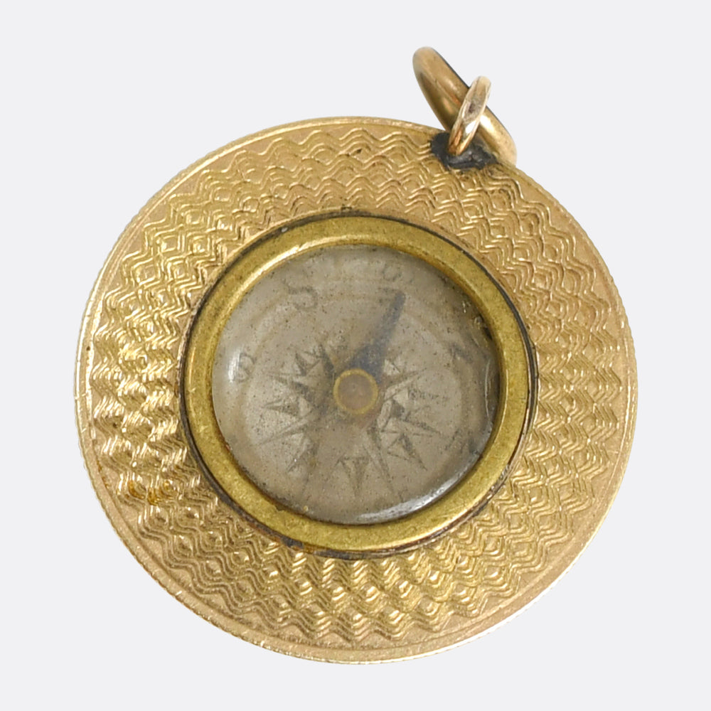 Antique Gold Top Hat Compass Charm