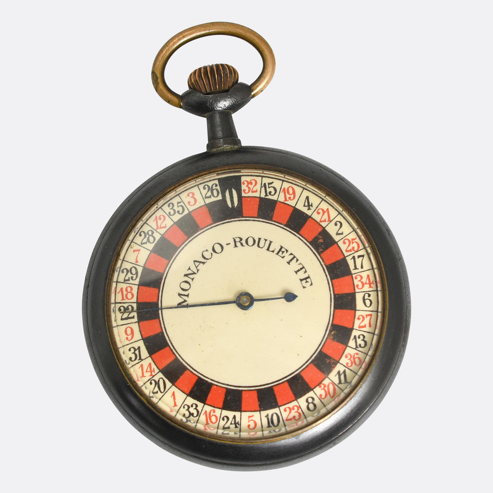Antique Gunmetal Monaco Roulette Game Pocket Fob