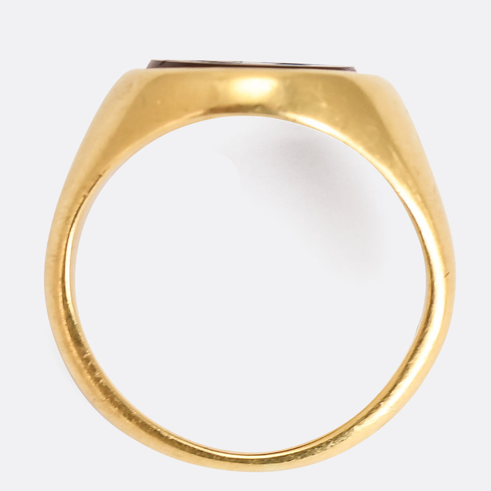 Antique Heraldic Combined Crest Intaglio Signet Ring