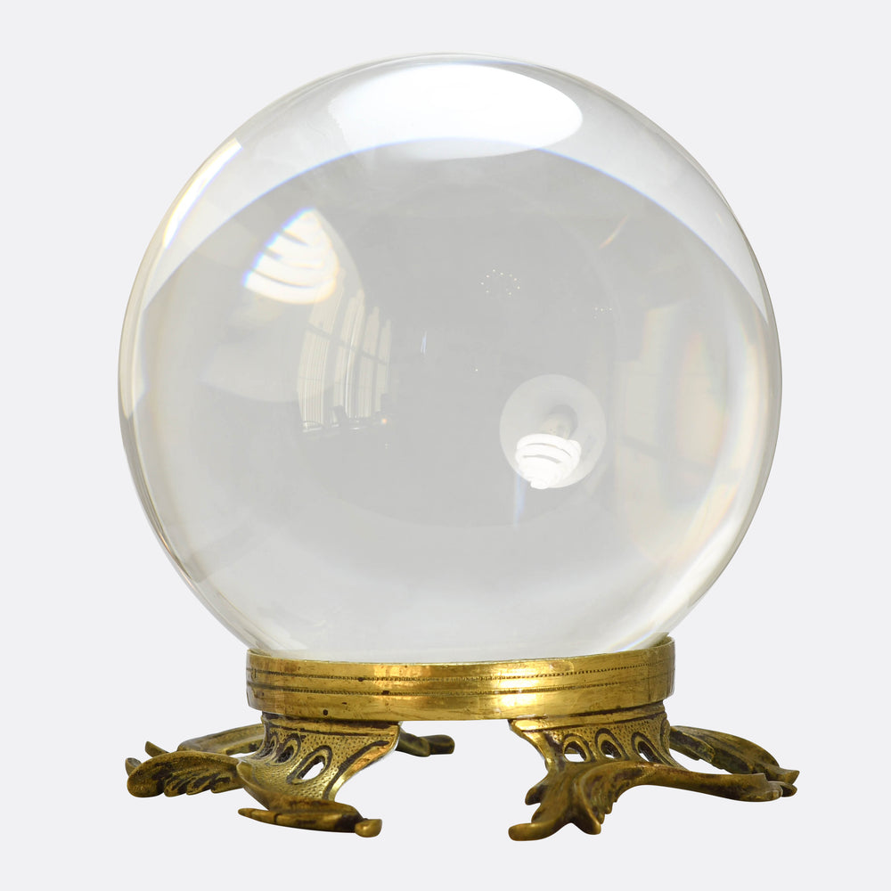 Antique Occult Large Rock Crystal Ball with Stand