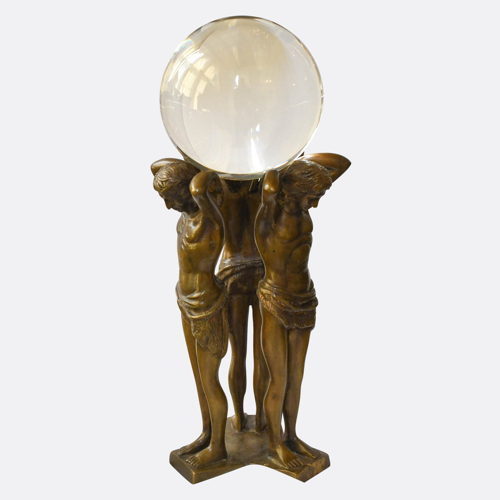 Antique Occult Rock Crystal Ball with Stand