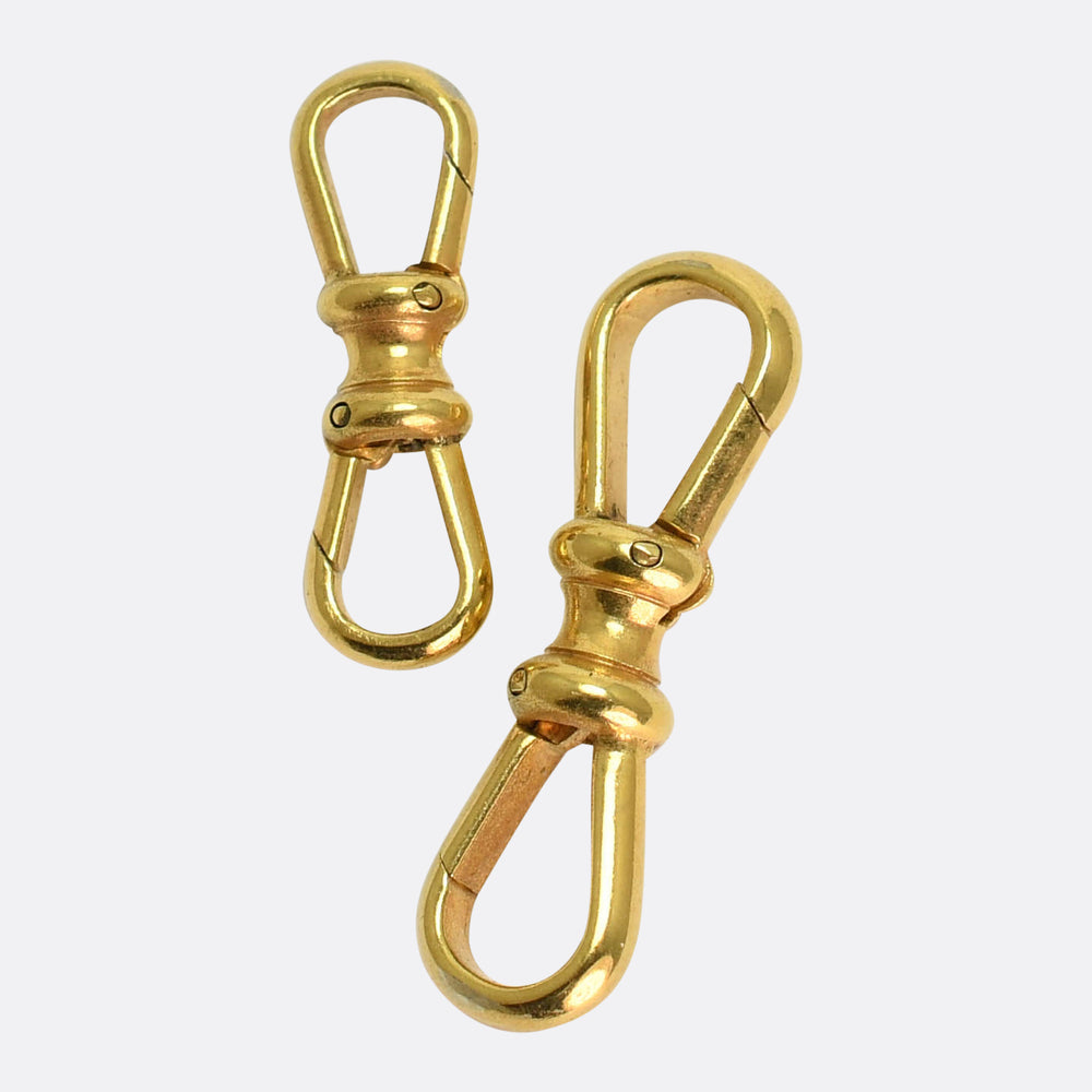 Antique Pair of Gold Double Ended Dog Clips