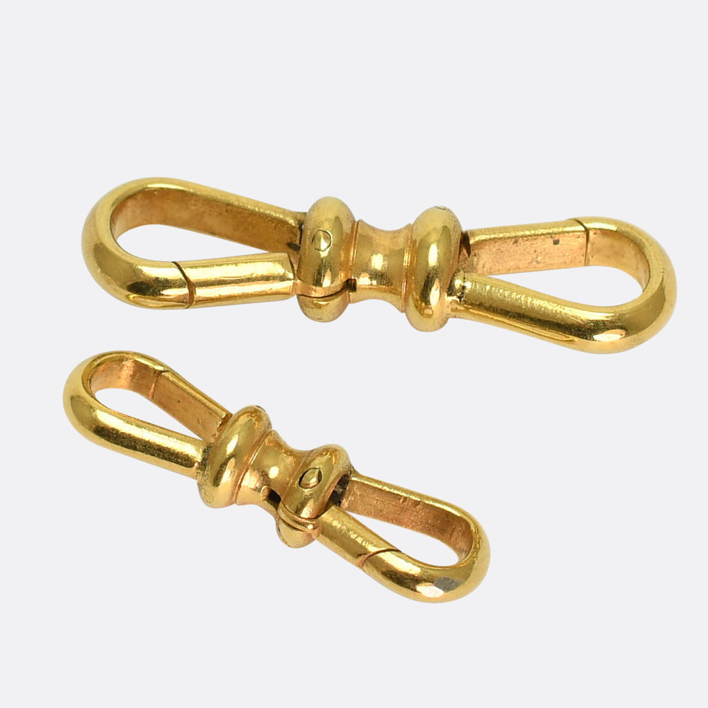 Antique Pair of Gold Double Ended Dog Clips