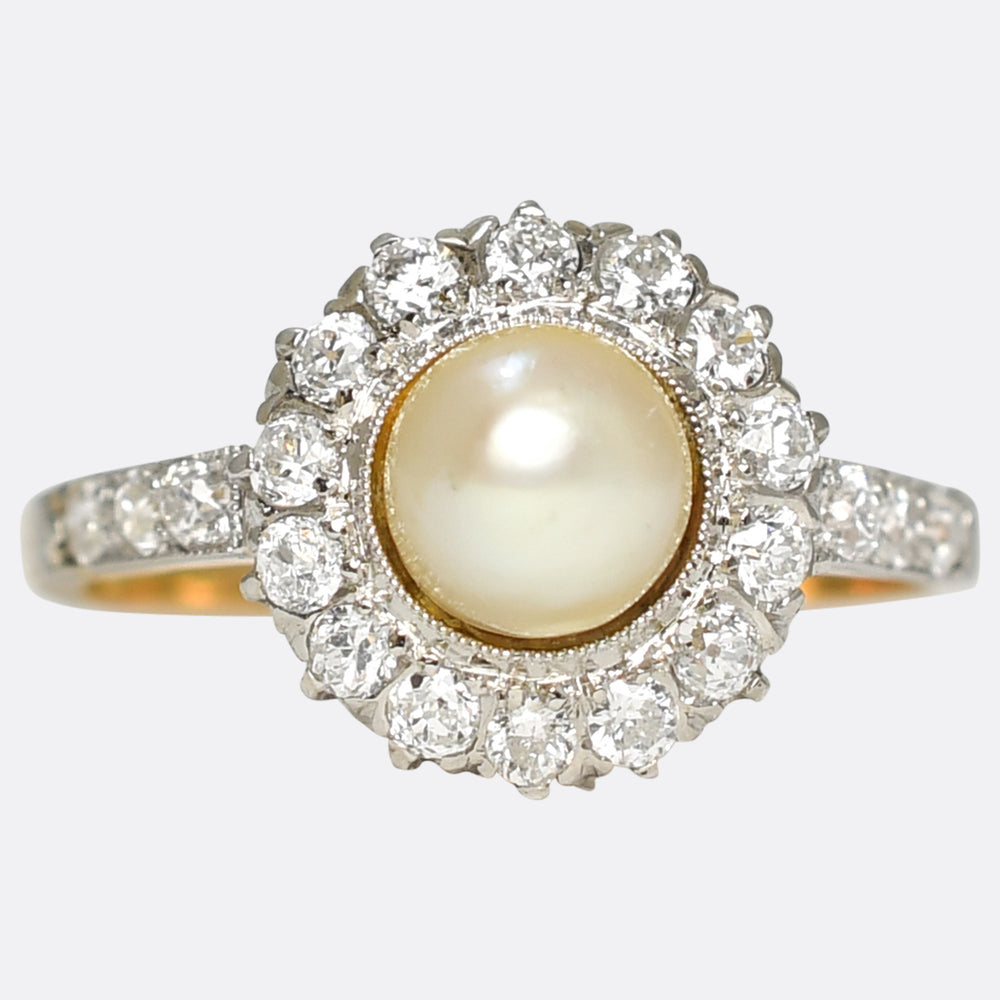 Antique Pearl & Diamond Cluster Ring