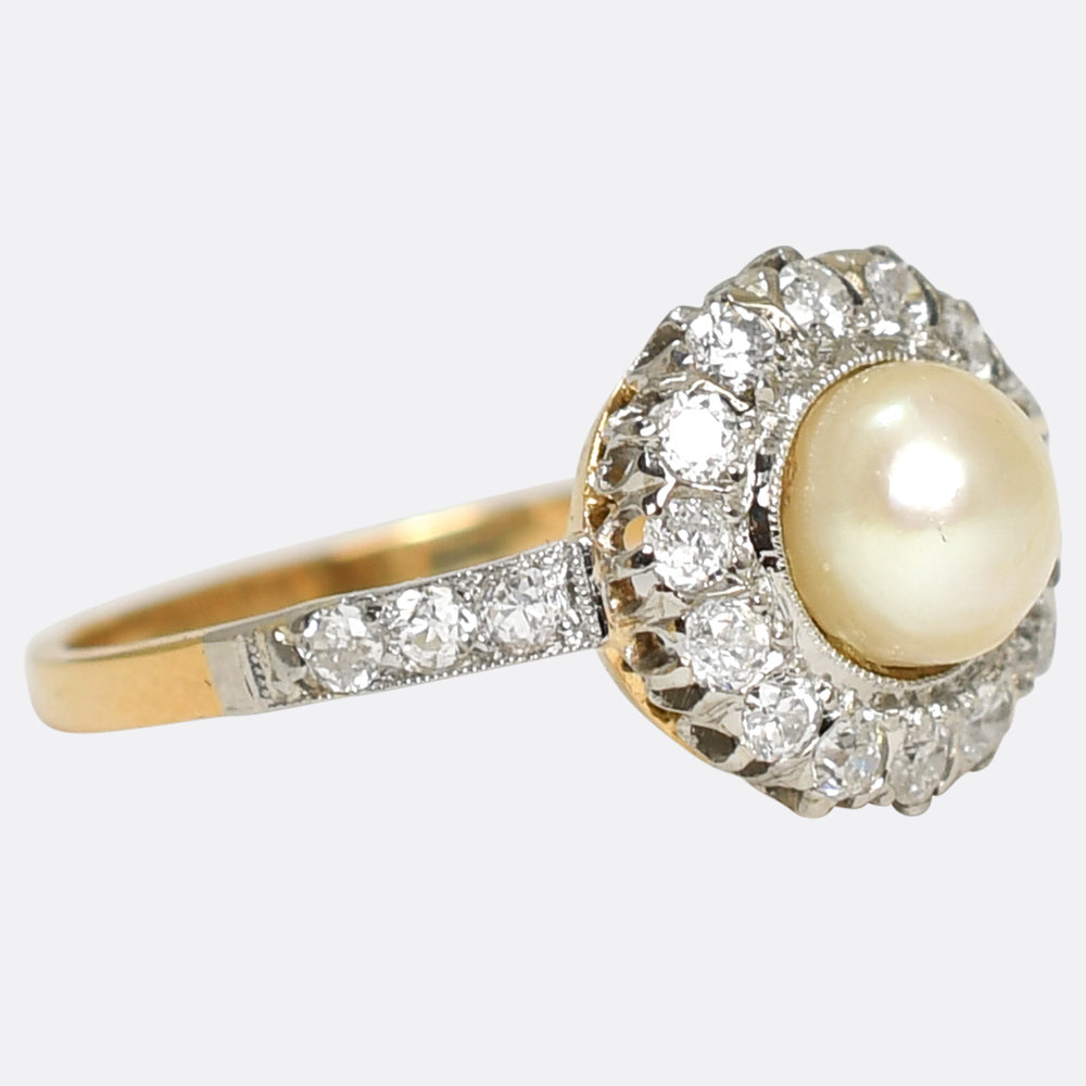 Antique Pearl & Diamond Cluster Ring