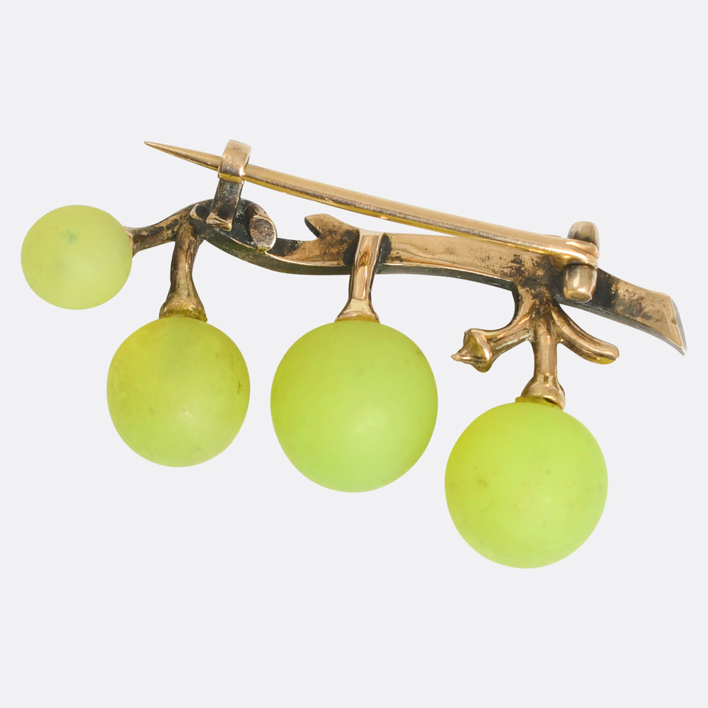 Antique Rose Cut Diamond Grape Vine Brooch by Fonsèque et Olive